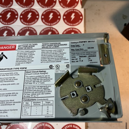 Used EATON FDPWT3611J TWIN FUSIBLE MISCELLANEOUS SWITCH - 600V, 30A USED 🔴🔴🔴