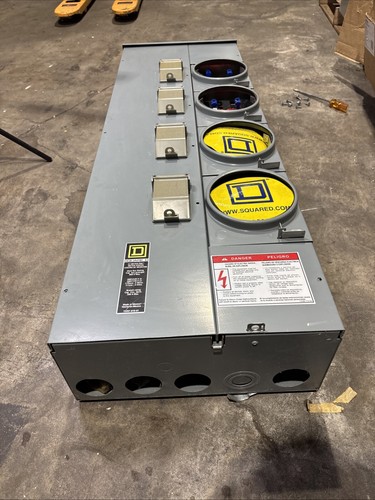 Used SQUARE D EZMR314-200, 800A, 120/208V Meter Stack, (4) 200A, 5 Term Sockets 🔴🔴