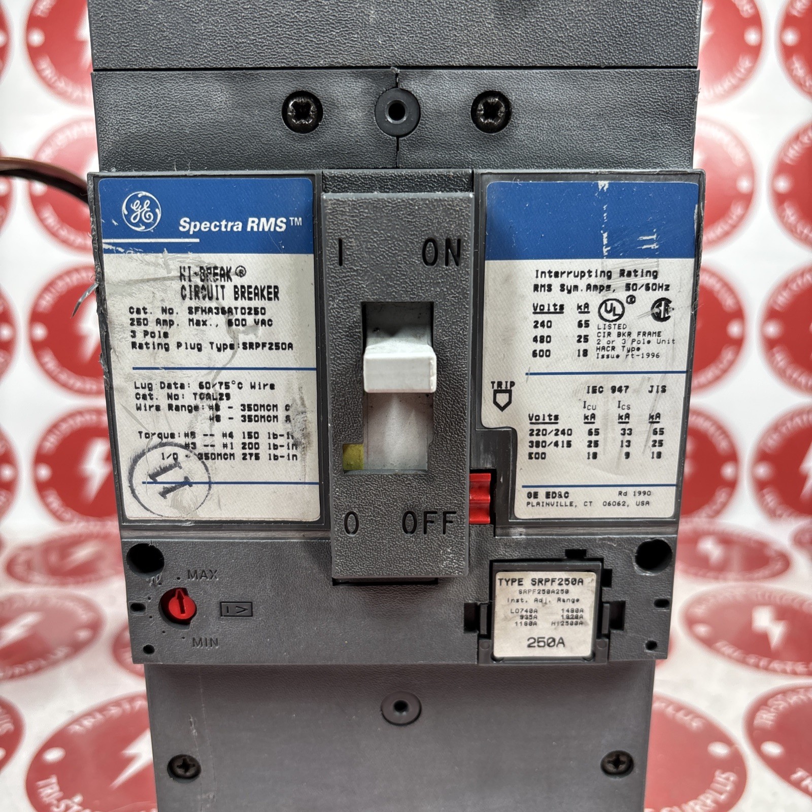 Used GE / General Electric Spectra RMS SFHA36AT0250 250A  With 250 Amp Trip SHUNT 🔴