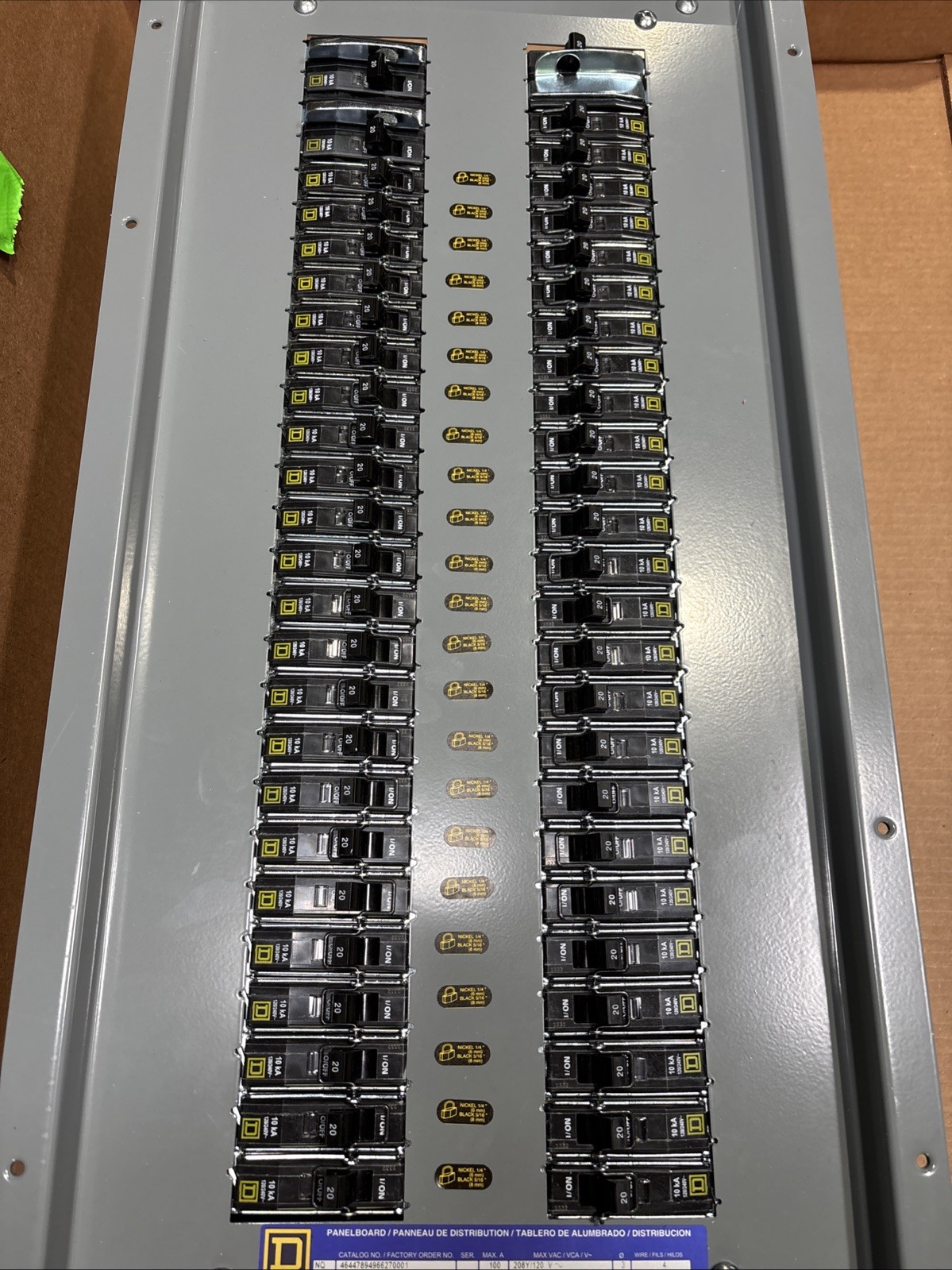 Square D NQ Panelboard 100 amp Main Lug 208Y/120V  3 Phase With breakers NEW 🔴