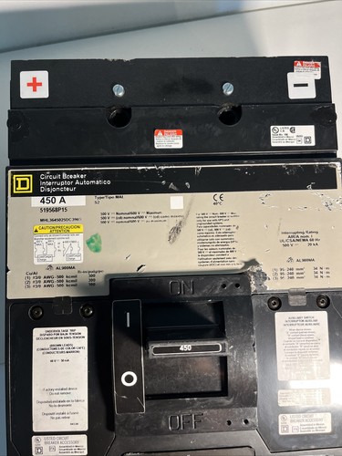 Used MHL3645025DC3903 Square D MHL 450A Circuit Breaker UNDERVOLTAGE & AUXILIARY