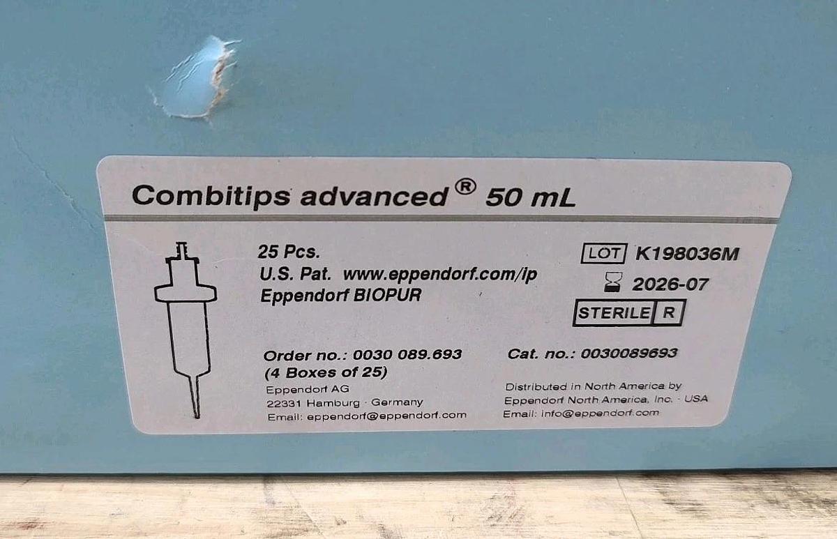 NEW Lot Of 25 Eppendorf 0030089693 Combitips Advanced 50mL Sterile Expires 7/26