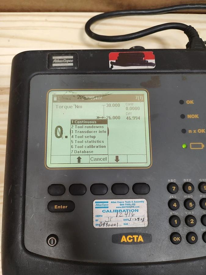 Used USED ATLAS COPCO ACTA 3000 - 8092 1133 40 TORQUE ANALYZER