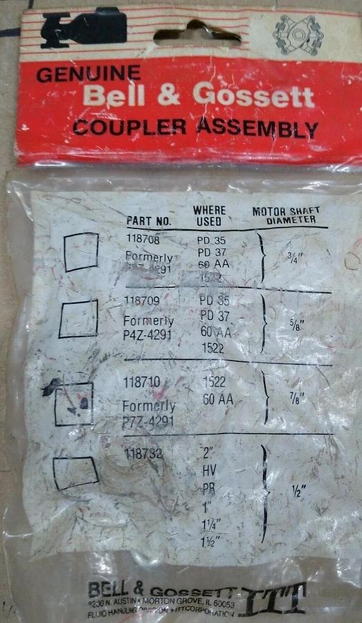 NOS BELL & GOSSETT 118710 COUPLING,CIRCULATOR SERIES 1522 60AA - P7Z-4291