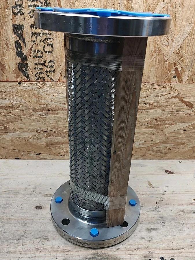 NEW 4" X 18" 150# Flanged 304 Stainless Braided Flex Hose Pipe Expansion Joint