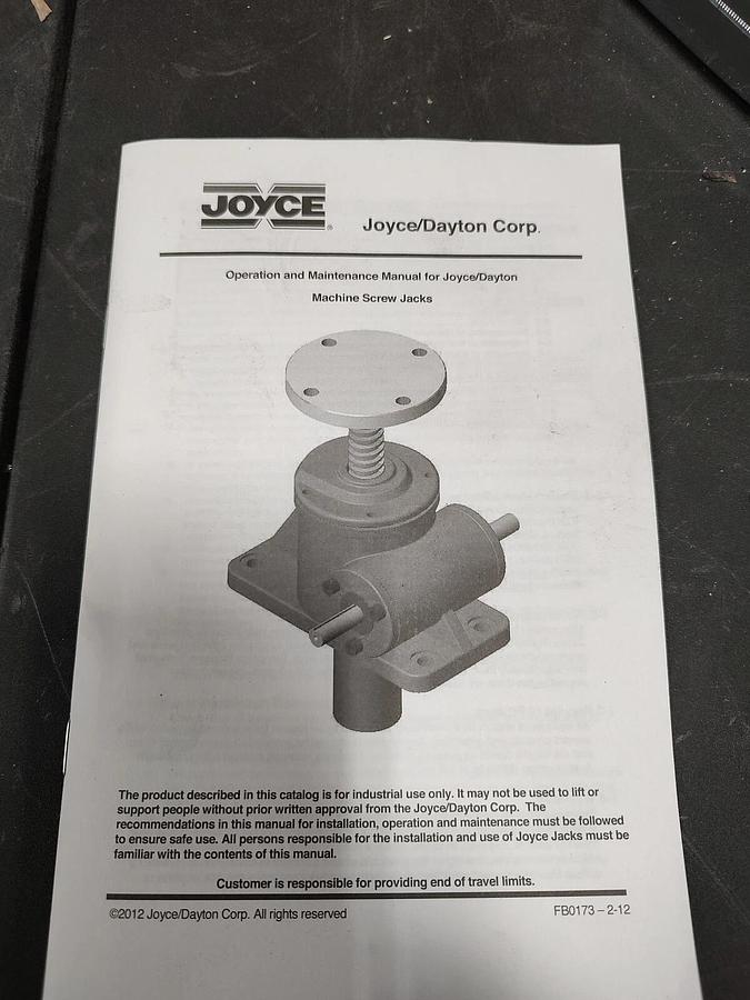 NEW JOYCE DAYTON 50 TON WORM GEAR JACK SCREW M# RWJT3250U2S-3-STDX 4-1/2" Screw