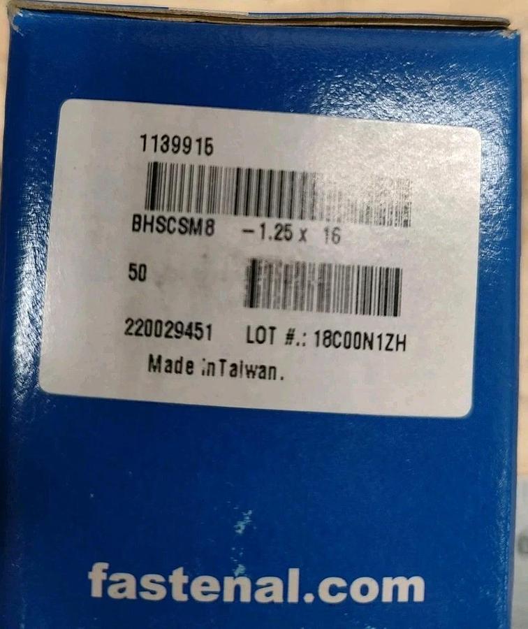 NEW Fastenal 1139916 Button Head Socket Cap Screw Black Oxide M8-1.25mm x 16mm