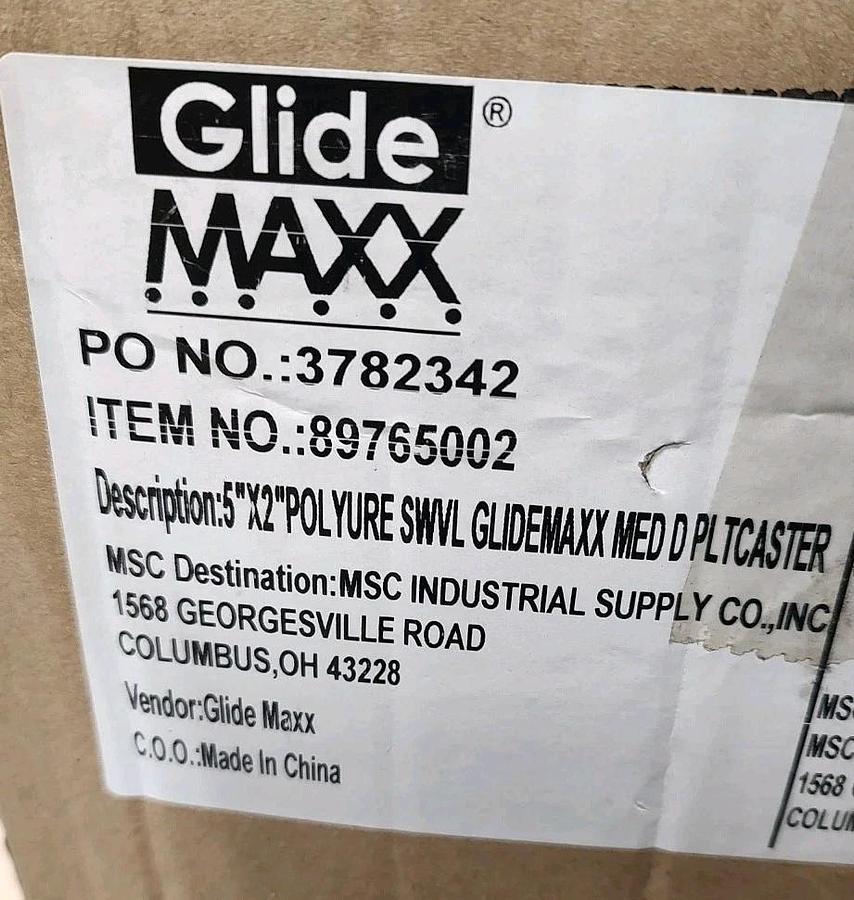 NEW Glide MAXX GMC-SI-0061 SWIVEL Top Plate Caster Polyurethene 5" Dia X 2" Wide
