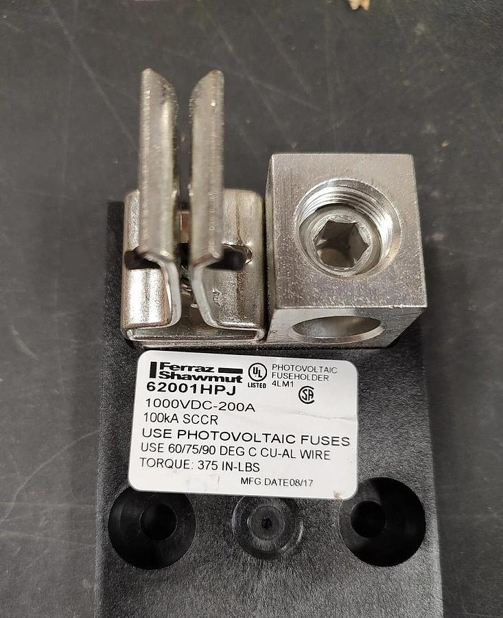 NEW Mersen 62001HPJ Fuse Holder,Class J Photovoltaic,1000V,200A,Side Clip Config