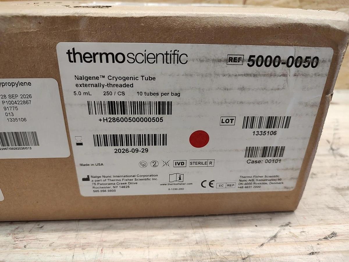 NEW Case Of 250 Thermo Scientific 5.0mL 5000-0050 Nalgene Cryogenic Tubes