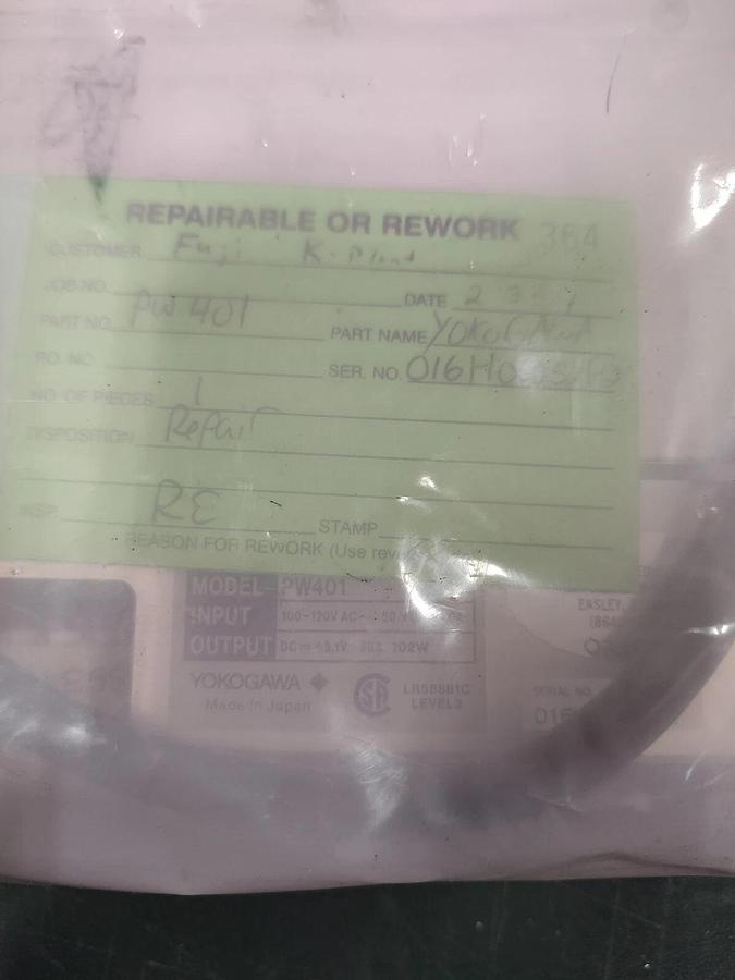 Used RECONDITIONED Yokogawa PW401 PLC DCS Power Supply Module.      B2