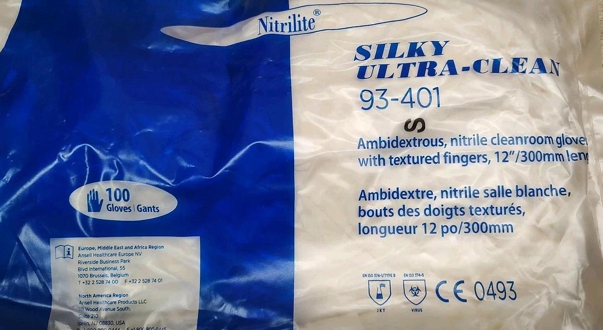 NEW Bag Of 100 Ansell 93-401 SMALL Nitrile Clean-Room Gloves WHITE Sz 6-6.5