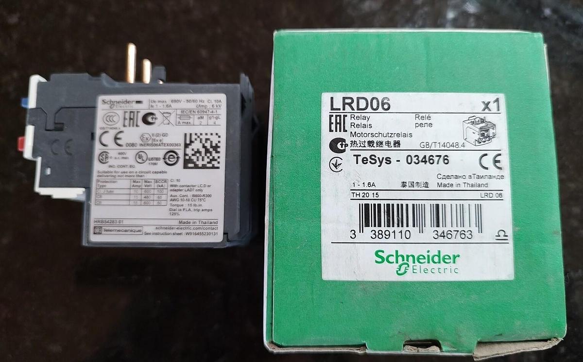 NEW In Box SCHNEIDER LRD06 ELECTRIC RELAY 1-1.6A LRD06