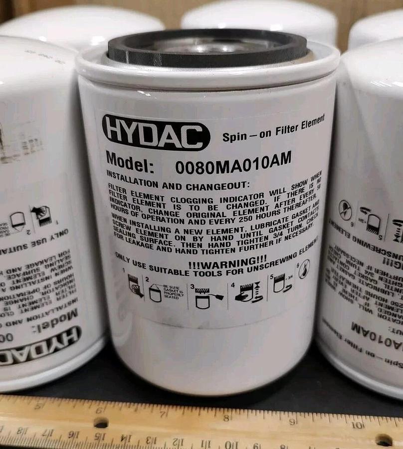 New Open Box Lot Of 8 Hydac 0080MA010AM Spin On Filter Element