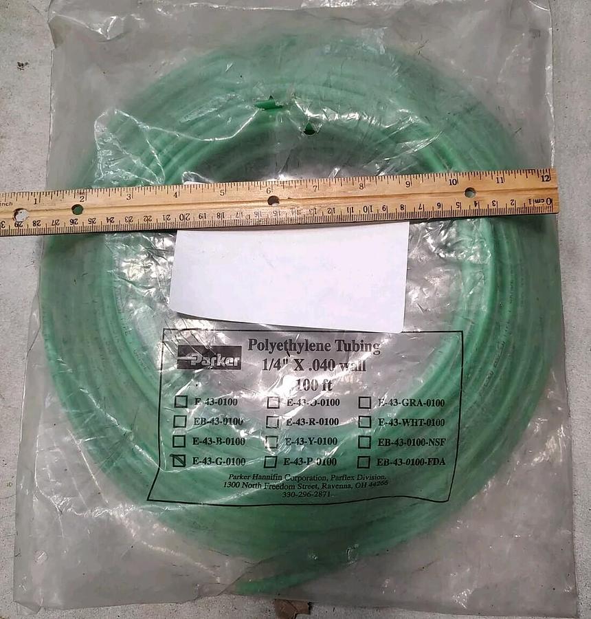 New Lot Of 100ft Parker E-43-G-0100 Polyethylene Tubing 1/4" OD x 0.040" Wall