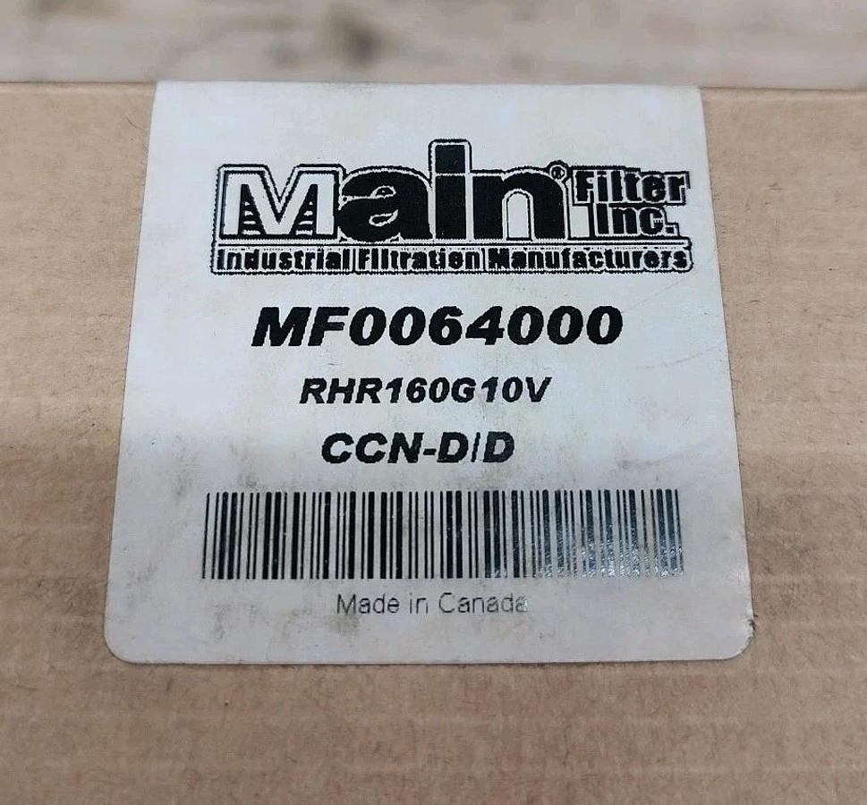 NEW MAIN FILTER INC MF0064000 RHR160G10V CCN-D/D HYDRAULIC CARTRIDGE FILTER