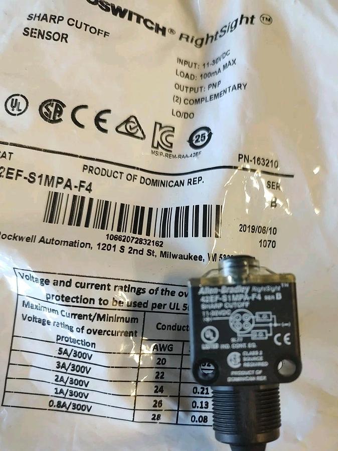 NEW/OPEN Bag ALLEN BRADLEY 42EF-S1MPA-F4 SER. B 11-30VDC PNP LO/DO