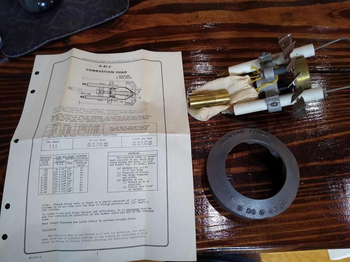 NOS Monarch 4" Combustion Head Model No. G-81-C for 3-7/8" To 4" I.D. Tubes