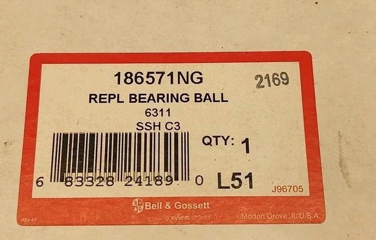 NEW Bell & Gossett 186571NG Replacement Bearing For Pump End