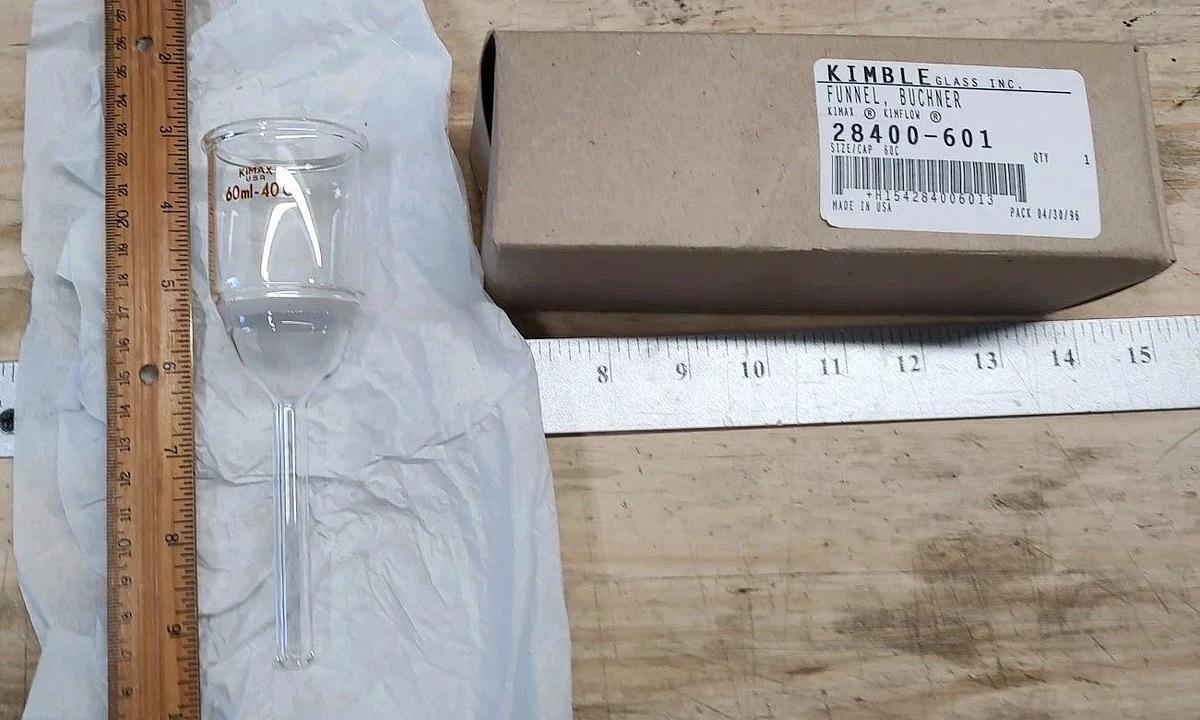 NEW Lot Of 1 Kimble 28400-601 KIMAX 60mL Glass Buchner Funnel w/ 40mm KIMFLOW