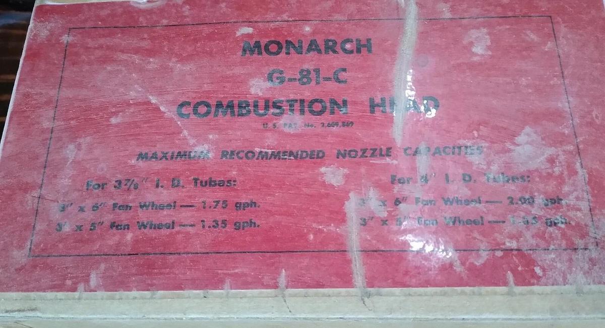 NOS Monarch 4" Combustion Head Model No. G-81-C for 3-7/8" To 4" I.D. Tubes