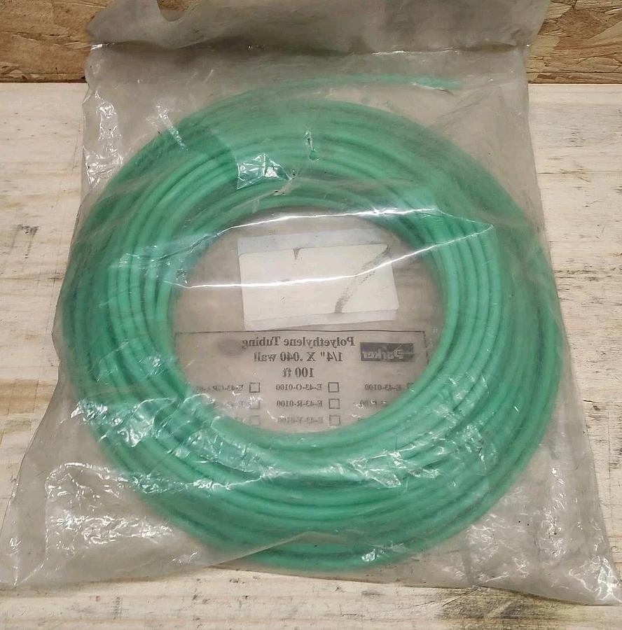 NEW Roll 100’ Parker E-43-G-0100 Polyethylene Tubing 1/4" OD X .040 Wall Green
