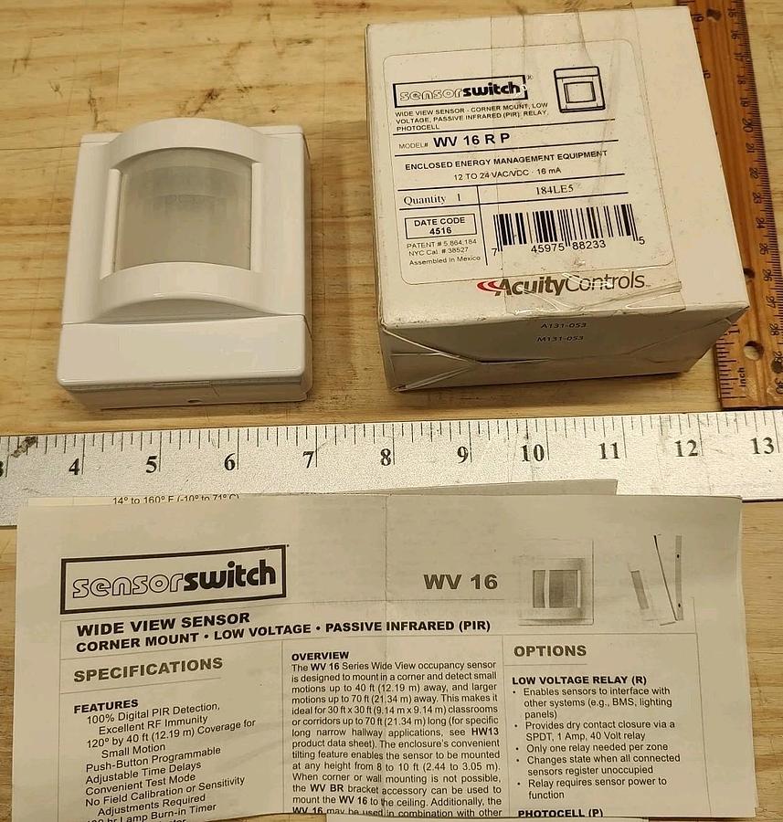 NEW ACUITY Controls WV 16 R P WIDE VIEW SENSOR Corner Low Voltage 12-24VAC White