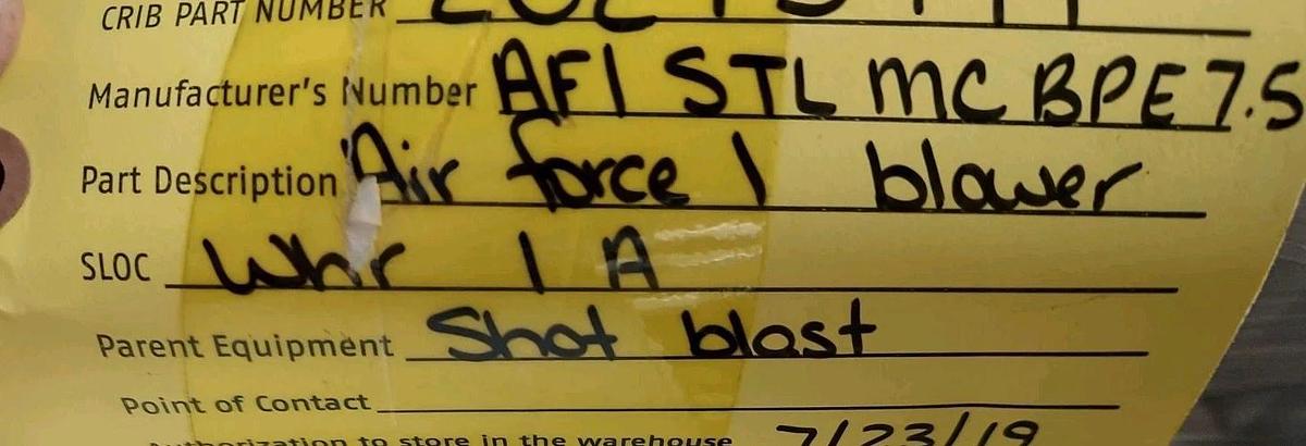 NEW Air Force 1 STL MCBPE7.5 Direct Drive Shot Removal Blower System w/inlet box