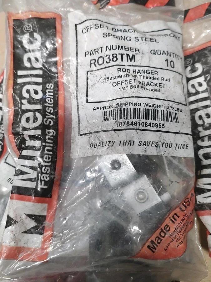Lot Of 50 NOS MINERALLAC RO38TM Offset Bracket Support For 3/8" Threaded Rod
