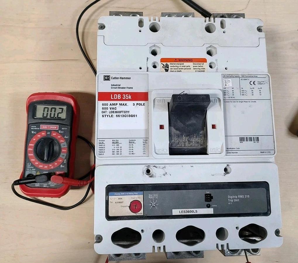 Used USED Cutler-Hammer LDB3600K Molded Circuit Breaker 3ph 600V 600A Meter Tested