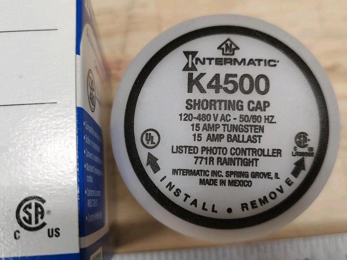 NEW Intermatic K4500 Shorting Cap for Twist Locking Type Receptacles 120-480VAC