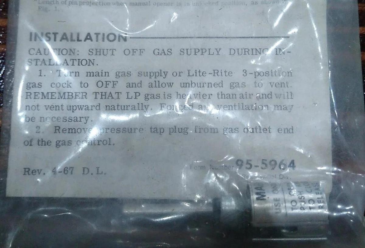 NOS HONEYWELL 389957C MANUAL OPENER ASSEMBLY FOR V8292 V4292 VALVES