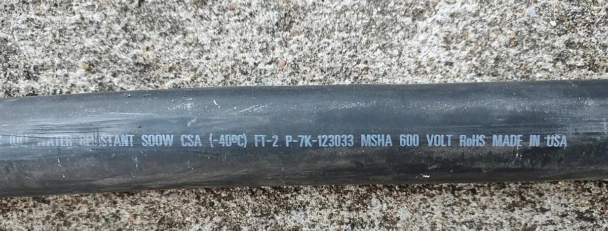 Lot Of 36FT Carol 4/C 2awg SOOW  Portable Power Cable P-7K-123033 MSHA 600V CU
