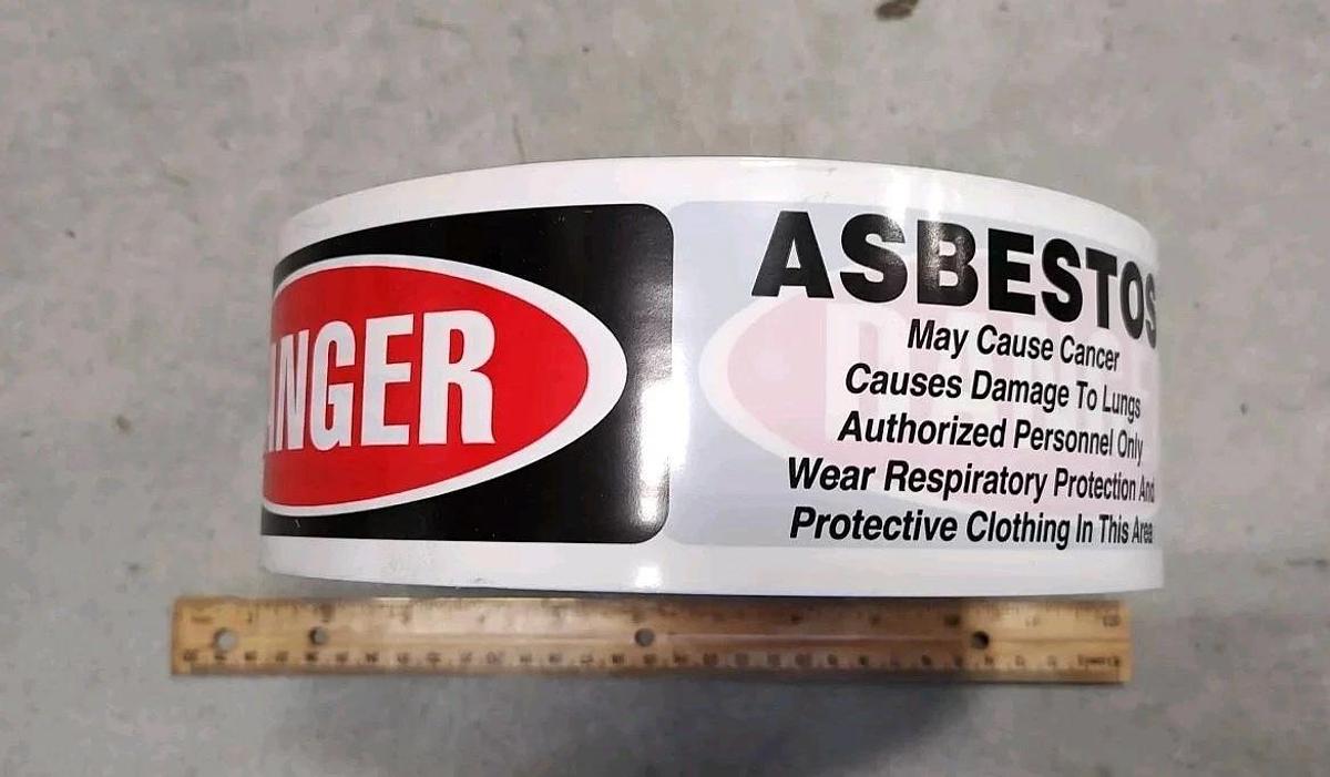 NEW - 1 - Roll Accuform MPT03 WHITE Danger Asbestos Barricade Tape 3" x 1000'