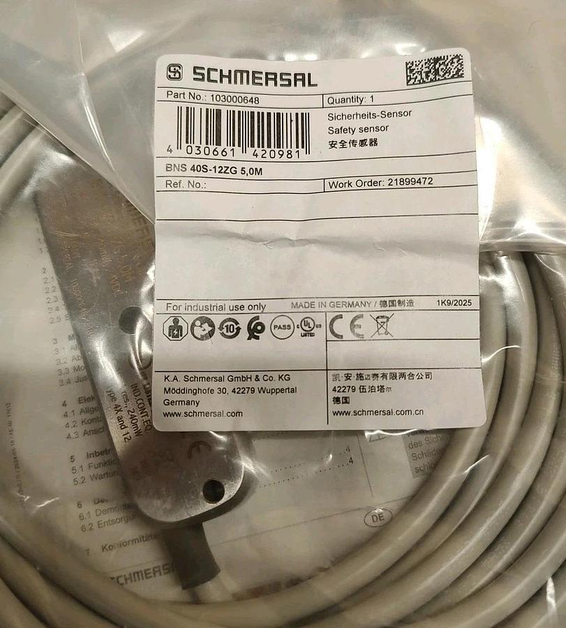 NEW Schmersal 103000648 Magnetic Safety Sensor BNS 40S-12ZG 5 meters long