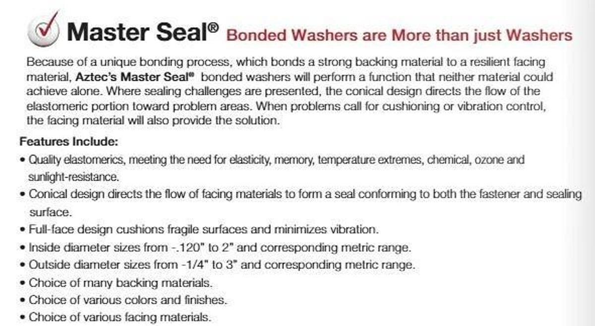 NEW 1 pound Aztec Masterseal washers AON050020X #10 x 1/2"OD Aluminum w/Neoprene