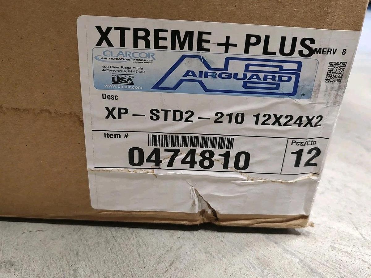 NEW Case of12 AirGuard XP-STD2-210 12x24x2 Xtreme Plus MERV8 HVAC Filter 0474810