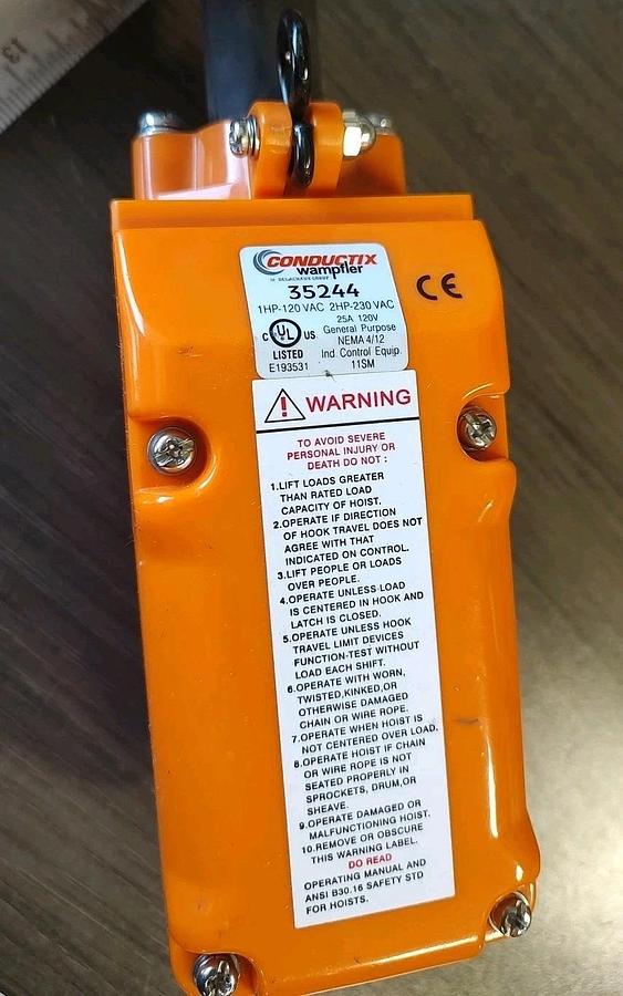NEW Bishamon Conductix Wampfler 35244 Pendant 10ft 2 Button Control 4-pin Plug