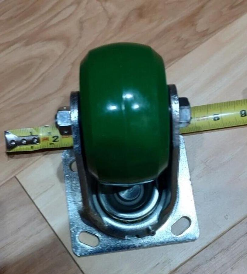 NEW Standard Plate 4" SWIVEL Caster 1000 lb. Green Polyurethane 4"dia x2"w 1NWP4