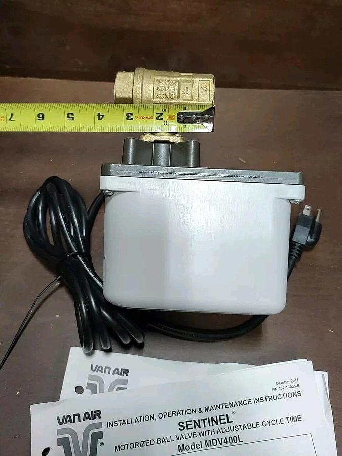 NEW Van-Air Systems MDV-400L Sentinel Motorized Ball Valve 1" NPT Brass 115VAC