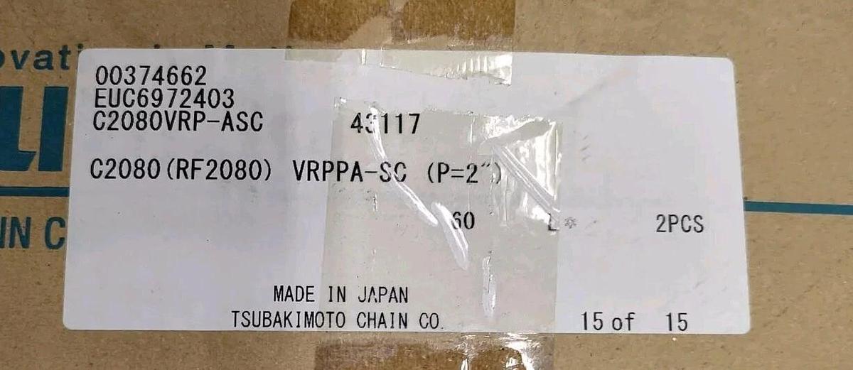 NEW Lot of 20ft Tsubaki RF2080 VRPPA-SC Free Flow Conveyor Chain Plastic Rollers