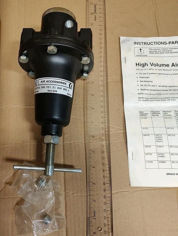 NEW Graco 207755 High Volume Air Regulator, 3/4npt Ports 300psi 380scfm MAX