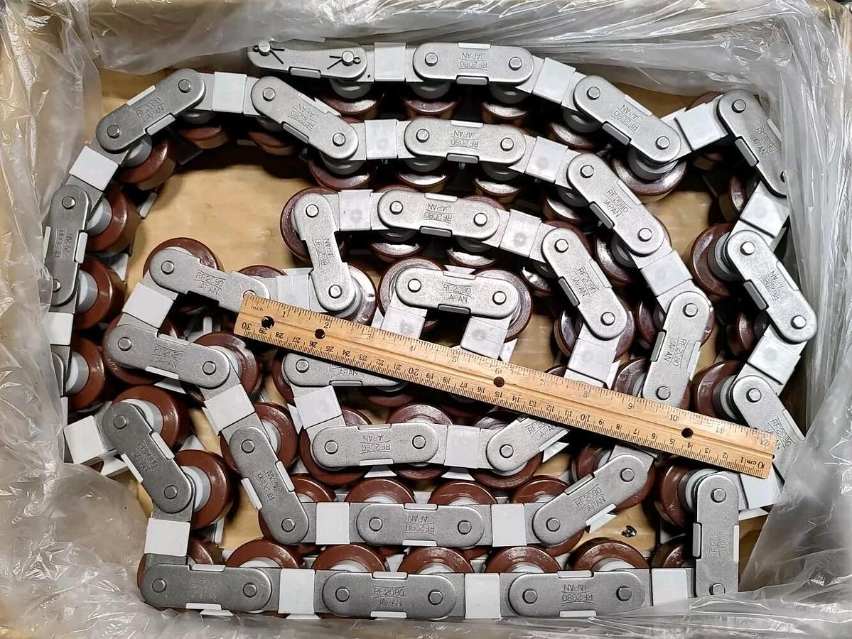 NEW Lot of 20ft Tsubaki RF2080 VRPPA-SC Free Flow Conveyor Chain Plastic Rollers