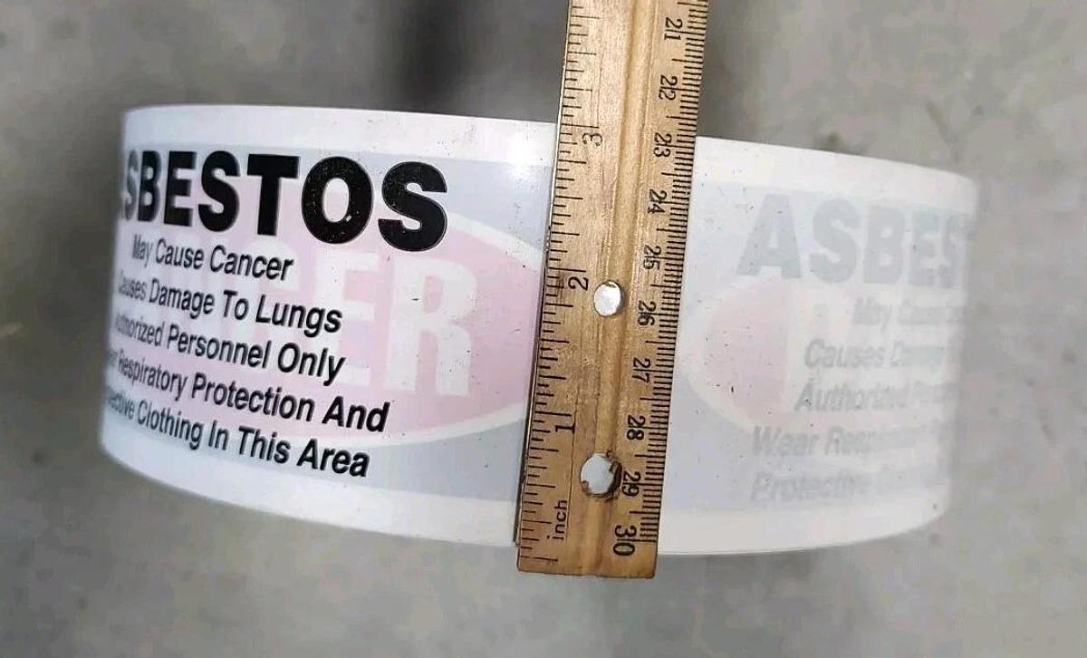 NEW - 1 - Roll Accuform MPT03 WHITE Danger Asbestos Barricade Tape 3" x 1000'