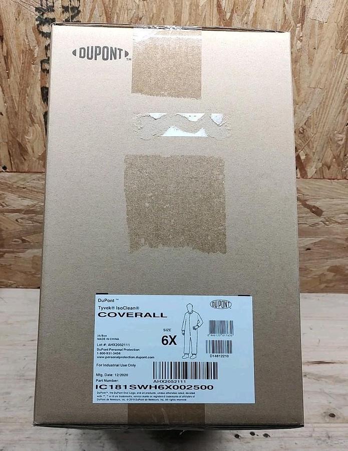 NEW CASE / 25 DuPont 6X Tyvek Suit IsoClean IC181SWH6X002500 Disposable Coverall