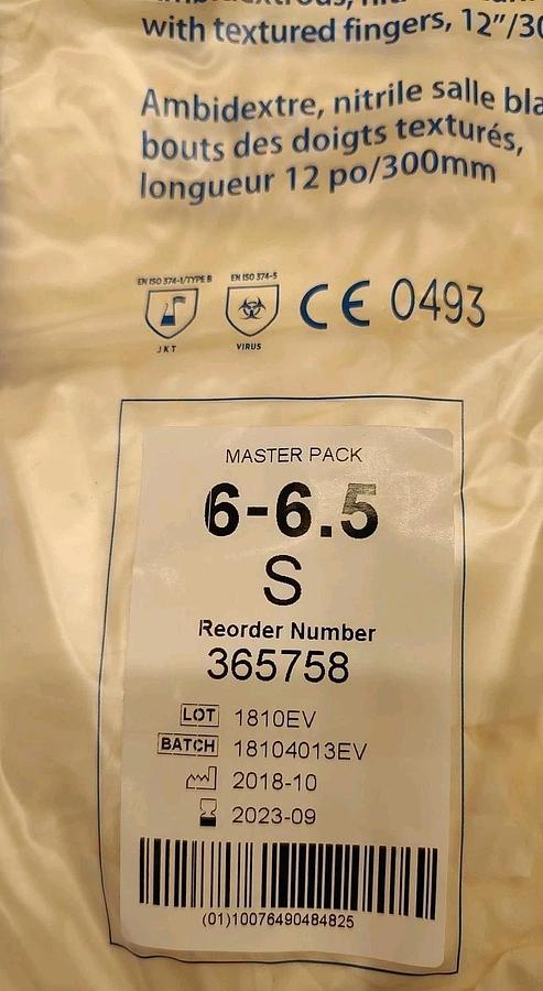 NEW Bag Of 100 Ansell 93-401 SMALL Nitrile Clean-Room Gloves WHITE Sz 6-6.5