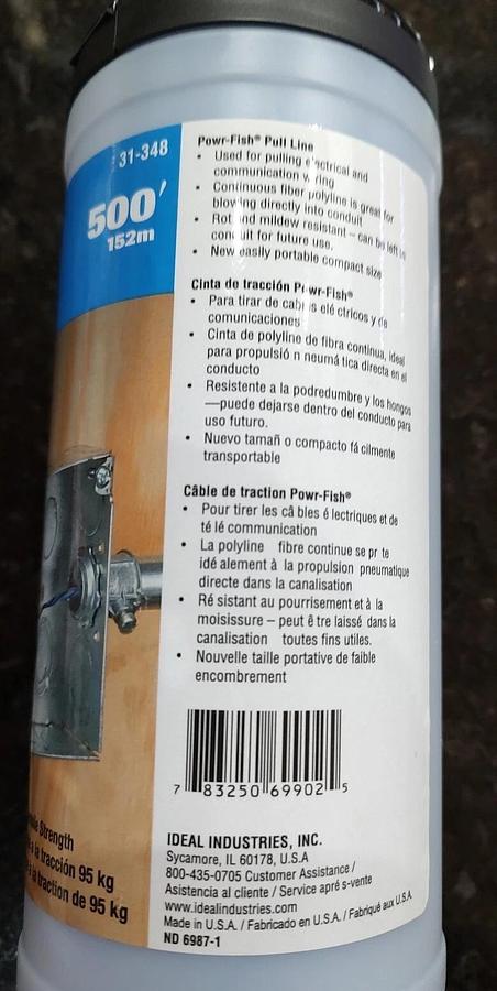 NEW and unused Ideal 31-348 Powr-Fish Pull Line 210lb. tensile strength x 500ft