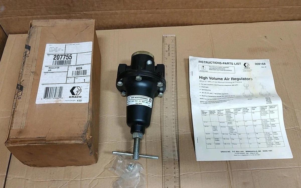 NEW Graco 207755 High Volume Air Regulator, 3/4npt Ports 300psi 380scfm MAX