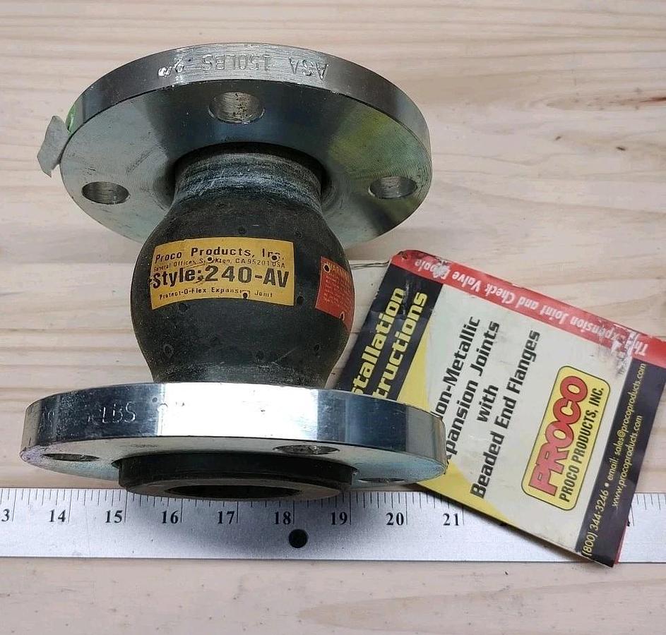 NEW Proco 240AV/EE EPDM Expansion Joint 2" x 6" W/ Beaded End Flanges