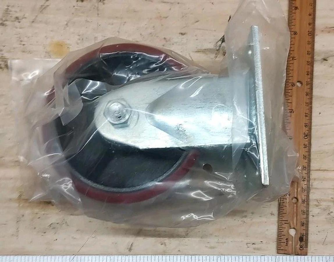 NEW Glide MAXX GMC-SI-0068 Rigid Top Plate Caster Polyurethene 5" Dia X 2" Wide